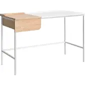 Beliani Schreibtisch Weiß u. Braun Faserplatte Eisen 120 x 60 cm mit Schublade Stauraum Minimalistisch Homeoffice Schreibtisch Bürotisch