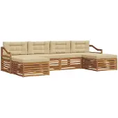 vidaXL Outdoor-Sofagarnitur 6 Stk. Natur und Beige Massivholz Akazie