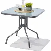 Mojawo Bistrotisch Balkontisch Gartentisch Tisch Silber Glas Metall 60x60cm