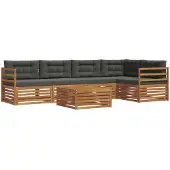 vidaXL Outdoor-Sofagarnitur 6 stk. Natur und Anthrazit