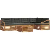 vidaXL Outdoor-Sofagarnitur mit Kissen 6 pcs Natur und Anthrazit