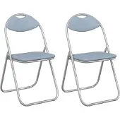 vidaXL Klappstuhl 2 stk. Kunstleder Grau 48 x 43,5 x 81 cm