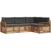 vidaXL Outdoor-Sofagarnitur 4 stk. Natur und Anthrazit