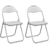 vidaXL Klappstuhl 2 Stk. Kunstleder Weiß und Grau 48 x 43,5 x 81 cm
