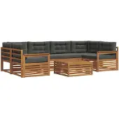 vidaXL Outdoor-Sofagarnitur 7 Stk. Natur und Anthrazit