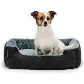 Lionto Hundebett, weiches Kuschelbett mit herausnehmbarem Wendekissen & Anti-Rutsch-Boden, 60x48 cm, schwarz/grau