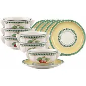 Villeroy & Boch Tasse "Suppentassen mit Untertassen French Garden Fleurence 240 ml 6er Set bunt", bunt, B:17cm H:7,6cm Ø:17cm, Porzellan, Trinkgefäße, Tasse, Spülmaschinengeeignet, Mikrowellenfest