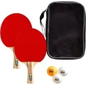 Best Sporting Tischtennisschläger 822196, 6-teiliges Set, aus Holz, rot/schwarz, 2 Schläger, 3 Bälle & Transporttasche