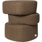 Ferm Living PLYO Hockerset, dunkelbraun, Textilbezug 46 cm - , Braun / Rost, Stoff / Textil