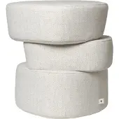 Ferm Living PLYO Hockerset, weiß, Textilbezug, 46 cm - , Weiß, Stoff / Textil