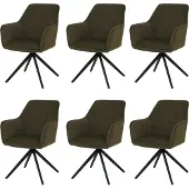 Mendler 6er-Set Esszimmerstuhl MCW-L79, Küchenstuhl Lehnstuhl Stuhl Armlehnen, drehbar Auto-Position Stoff/Textil grün