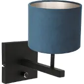 Steinhauer Wandleuchte Stang 1-flammig Mattschwarze Amatur mit Stoffschirm 11x17,7cm