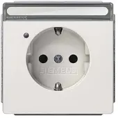 Siemens 5UB1854 DELTA style SCHUKO-Steckdose mit Schriftf., Betriebsa. und erh. Ber.schutz, titanweiß