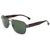 HUGO BOSS – Sonnenbrille in mattem Ruthenium in dunklem Havanna-Grün