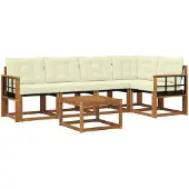 vidaXL Outdoor-Sofagarnitur 6 stk. Natur und Creme