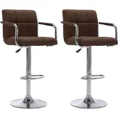 vidaXL Cloris Designermöbel Barhocker 2er Set Braun Stoff 2024 Neu