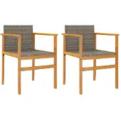 vidaXL Gartenstühle 2 Stk. Grau Poly Rattan und Massivholz