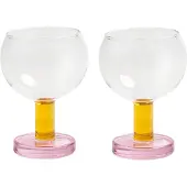 &k amsterdam &klevering - Cantine Coupeglas, 200 ml, rosa / gelb (2er-Set)