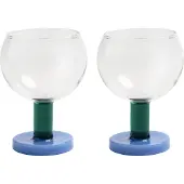 &k amsterdam &klevering - Cantine Coupeglas, 200 ml, blau / grün (2er-Set)
