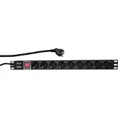 Logilink PDU9C02, Senkrecht, Aluminium, Schwarz, 9 AC-Ausgänge, 2 m, 250 V
