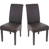 MCW 2er-Set Esszimmerstuhl Cesena Kunstleder matt, braun, dunkle Füße