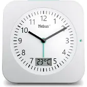 Mebus Funk-Wecker mit Thermometer / Datumsanzeige, Schlummerfunktion, großes Display/ Quadratisch / Hintergrundbeleuchtung / Farbe: Weiß / Modell: 25610