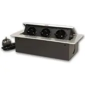 World-trading-net Tisch-Einbausteckdose 3-fach Kabel Silber 2500W
