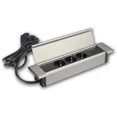 World-trading-net Tisch-Einbausteckdose 3-fach FLATBOX Edelstahl USB