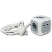 World-trading-net SteckdosenWürfel 4-fach + 2x USB-A 14m Kabel