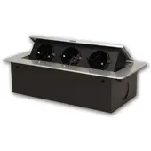 World-trading-net Tisch-Einbausteckdose 3-fach Silber 230V 2500W