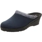 Rohde Damen Pantoffel Hausschuh gepolstert Keilabsatz stadt-50 2459, Größe:40 EU, Farbe:Blau