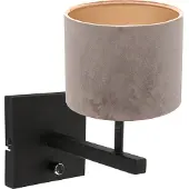 Steinhauer Wandleuchte Sparkled Light 1-flammig Mattschwarze Amatur mit Stoffschirm 11x17,7cm
