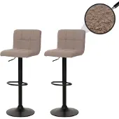 Mendler 2er-Set Barhocker MCW-G87, Tresenhocker Barstuhl, höhenverstellbar drehbar, Stoff Boucle (450g/m²) MVG taupe