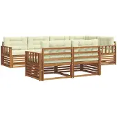 vidaXL Outdoor-Sofagarnitur 7 stk. Natur und Creme