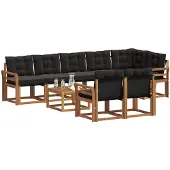 vidaXL Outdoor-Sofagarnitur 9 stk. Natürlich und Schwarz