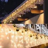 Salcar 10m 400 LED Lichterkette Eisregen LED Lichterkette Weihnachten, Lichtervorhang Fenster , 8 Betriebsmodi mit Memory-Funktion - Warmweiß