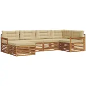 vidaXL Outdoor-Sofagarnitur 6 Stk. Natur und Beige
