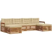 vidaXL Outdoor-Sofagarnitur 6 stk. Natur und Beige Massivholz Akazie