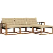 vidaXL Outdoor-Sofagarnitur 4 stk. Natur und Beige