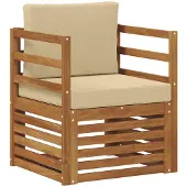 Syfax Outdoor-Sofa Massives Akazienholz und Polyester Natur