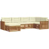 vidaXL Outdoor-Sofagarnitur 6 stk. Natur und Creme