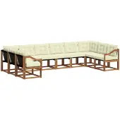 vidaXL Outdoor-Sofagarnitur 10 stk. Natur und Creme
