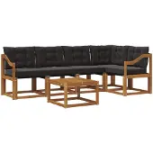 vidaXL Outdoor-Sofagarnitur 6 stk. Natürlich und Schwarz