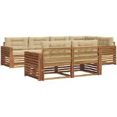 vidaXL Outdoor-Sofagarnitur 7 Stk. Natur und Beige