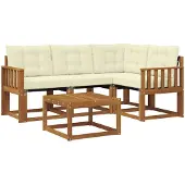 vidaXL Outdoor-Sofagarnitur 5 stk. Natur und Creme