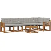 vidaXL Outdoor-Sofagarnitur 7 stk. Natürlich und Hellgrau