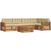 vidaXL Outdoor-Sofagarnitur 6 stk. Natur und Beige