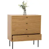 Mendler Kommode MCW-N78, Sideboard Schrank , 4 Schubladen, skandinavischer Stil Metall Holz Melamin MVG 85x80x40cm natur