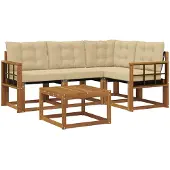 vidaXL Outdoor-Sofagarnitur 5 stk. Natur und Beige