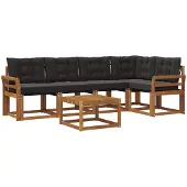 vidaXL Outdoor-Sofagarnitur 6 stk. Natürlich und Schwarz